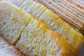 Several slices of golden Indonesian cake close-up, Southeast Asian cuisine