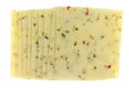 Several slices of pepper jack cheese top view