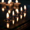 Several small candles with bright yellow Royalty Free Stock Photo