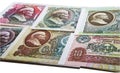 Several Soviet notes with Lenin