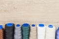 Several spools of thread of different colors and sizes Royalty Free Stock Photo