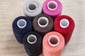 Several spools of thread of different colors and sizes Royalty Free Stock Photo