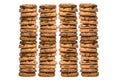 Several stacked cookies, cookies.