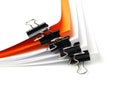 Several stacks of paper held by binder clips Royalty Free Stock Photo