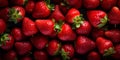 several strawberries close-up on a dark background. ripe berry, image for advertising.