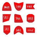 Several style of red sale sticker label set