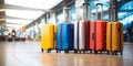 Several suitcases in an empty airport hall Royalty Free Stock Photo