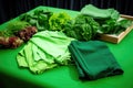 several sustainability accords spread out on a green cloth