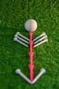 Several tees on the golf putting green Royalty Free Stock Photo