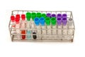 Several Test tubes sit in rack Royalty Free Stock Photo