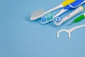 Several type of oral care products, toothbrush, electronic toothbrush, interdental brush,health care lifestyle concept. benefits