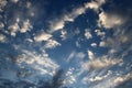 Several types clouds in a dramatic blue sky