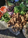 several types of fresh vegetables sold in traditional markets