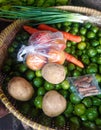 Several types of vegetables are sold at the Singkawang Alianyang market