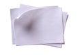 Several untidy pile white sticky post it note isolated
