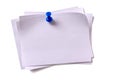 Several untidy white sticky post note pinned pushpin white background Royalty Free Stock Photo