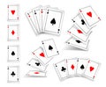 Several variants Set of four aces deck of cards