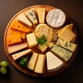 Several varieties of cheese, elite varieties of cheese made from milk - AI generated image