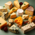 Several varieties of cheese, elite varieties of cheese made from milk - AI generated image