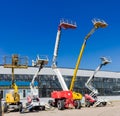 Several various self propelled articulated boom lift