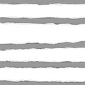 Several vector torn white paper stripes with shadow placed on gray background. Realistic ripped paper pieces Royalty Free Stock Photo