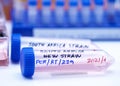 Several vials positive for covid-19 infection of the new variant in the south africa Royalty Free Stock Photo