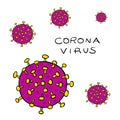 Several Viruses of Coronavirus-SARS-CoV-2 which causes Covid-19- hand-drawn Royalty Free Stock Photo