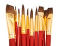 Several watercolor paintbrushes close up