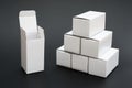 Several white boxes with one opened and ther other closed