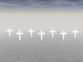Several white crosses - 3d render Royalty Free Stock Photo