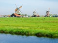 Windmills in ethnographic open-air museum Zaanse Schans, Netherlands Royalty Free Stock Photo