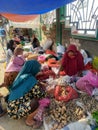 Several women shopping at traditional markets, Indonesia. Royalty Free Stock Photo