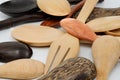 Several wooden spoons.