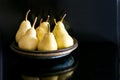 Several yellow pears on a plate