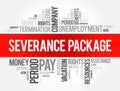 Severance package word cloud collage, social concept background Royalty Free Stock Photo