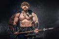 Severe barbarian in warrior clothes