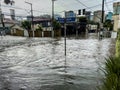 Severe floods in the city of Sao Paulo. It rained heavily, causing flooding in the streets. Royalty Free Stock Photo