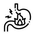 Severe heartburn stomach pain icon vector outline illustration