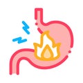 Severe heartburn stomach pain icon vector outline illustration