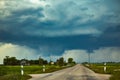 Severe supercell storm clouds with wall cloud and intense rain Royalty Free Stock Photo