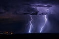 Severe thunderstorm with lightning bolts