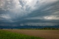 Severe thunderstorm with roll cloud over the fields of Holland Royalty Free Stock Photo