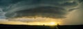 Panoramic composite of a rotating `mothership` wall cloud of a supercell thunderstorm over the plains of North Dakota