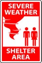 Severe Weather Shelter Area Sign On White Background Royalty Free Stock Photo