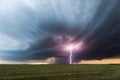 Severe weather. Thunderstorm lightning strike with dark clouds Royalty Free Stock Photo