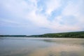 Seversky Donets river. View of the bridge of the Belgorod bypass road.