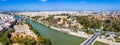 Sevilla city. Beautiful Aerial Panorama Shot. Centre and its landmarks,, Spain, Seville