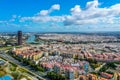 Sevilla city. Beautiful Aerial Panorama Shot. Centre and its landmarks,, Spain, Seville