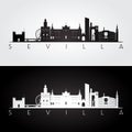 Sevilla skyline and landmarks silhouette Royalty Free Stock Photo