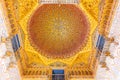 SEVILLA, SPAIN, JUNE 25, 2019: Ceiling at the hall of ambassadors at real alcazar de Sevilla in Spain